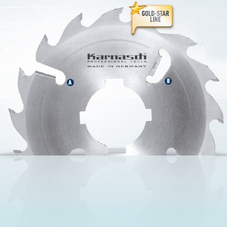 Hartmetall-bestücktes Kreissägeblatt, Vielblatt mit Räumerschneiden 250x3,2/2,2x80mm 16 FZ+R - 2xA